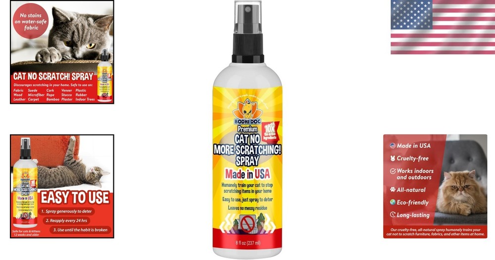 Eco-Friendly Cat Scratch Training Spray - Odor-Based Deterrent 8 Fl Oz