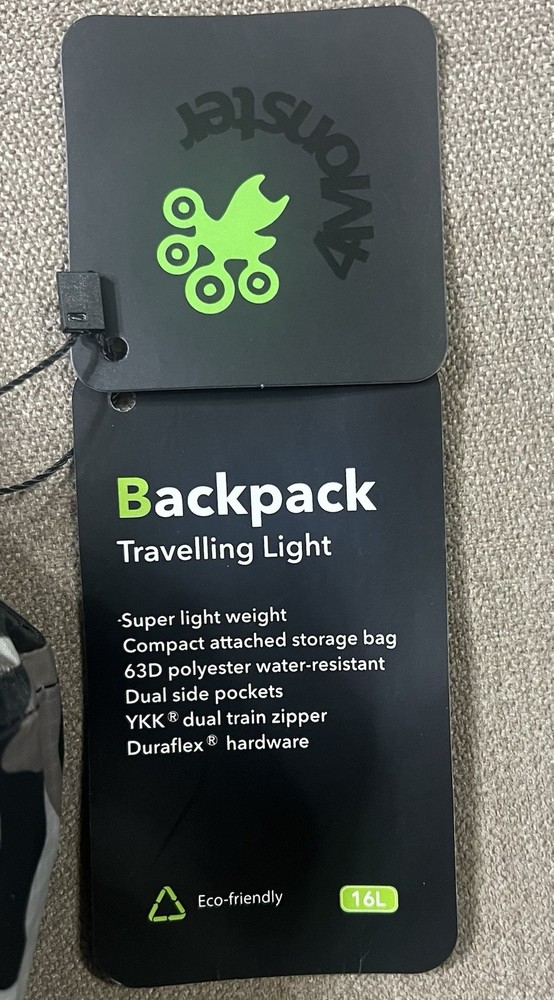 4Monster Traveling Light Backpack 63 D Polyester 16L -