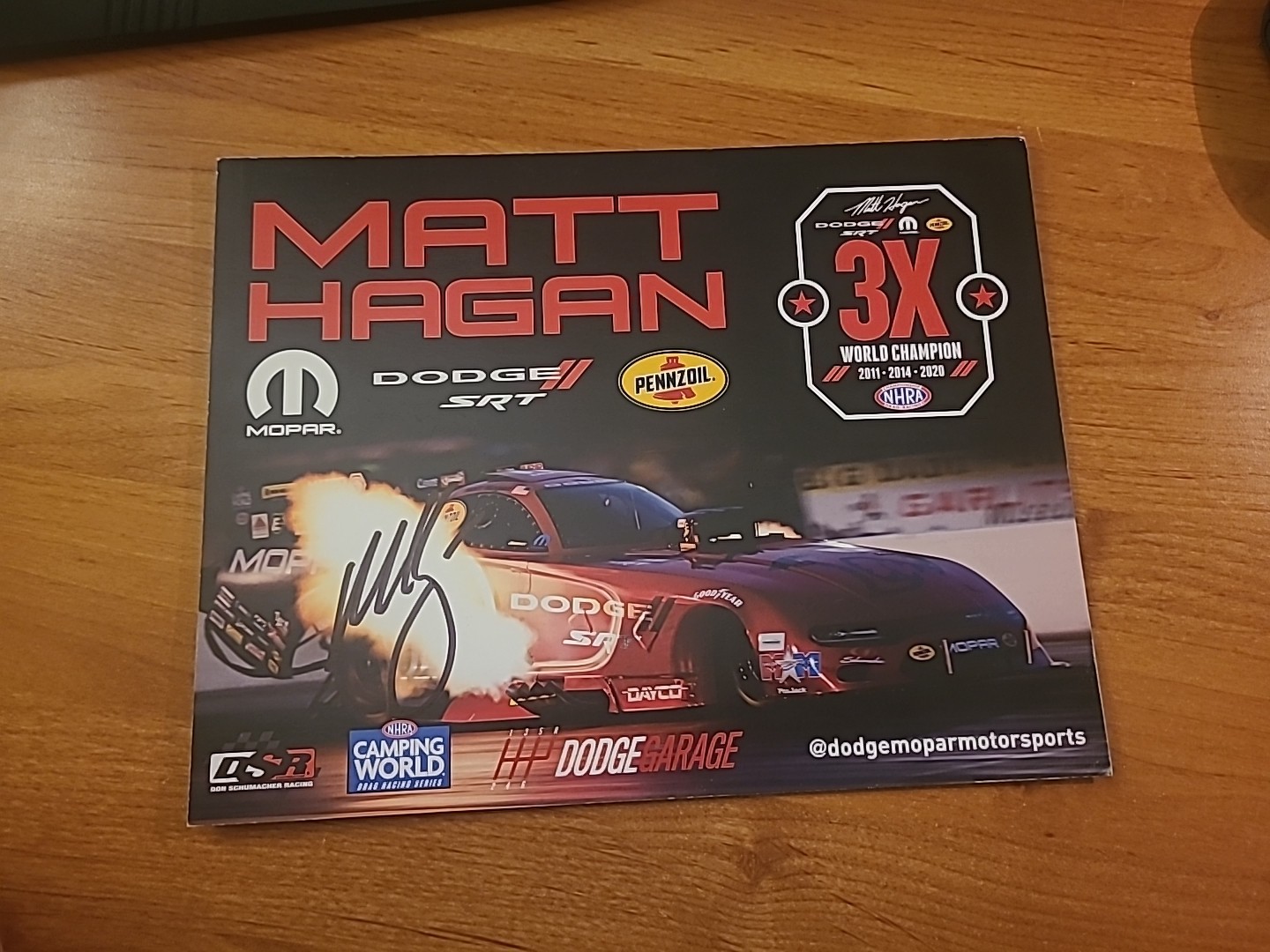 2021 Matt Hagan NHRA Hero Card Autographed Signed