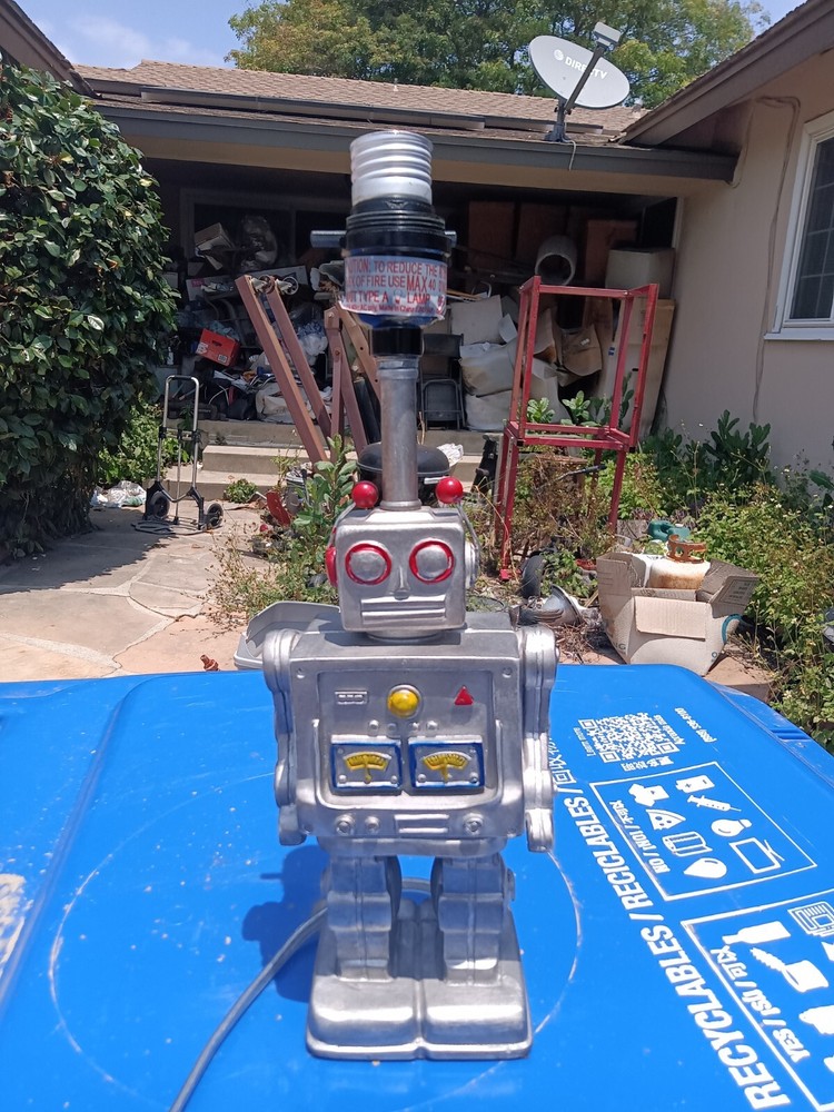 robot table top lamp sci fi