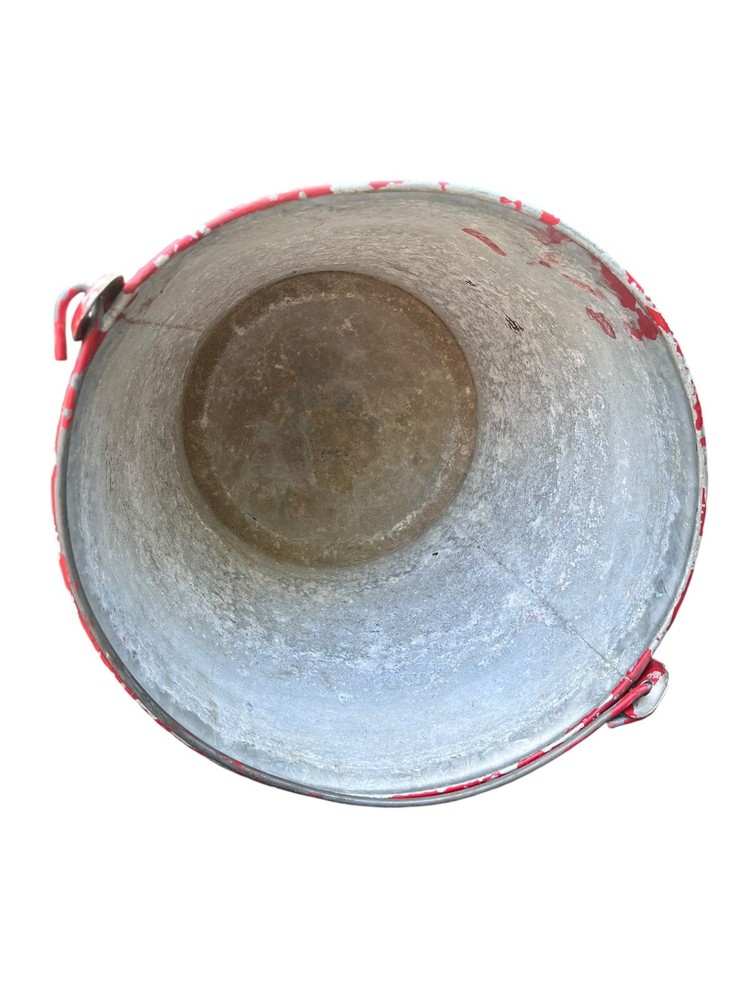 Vintage Wheeling Galvanized Fire Bucket w/ Round Bottom