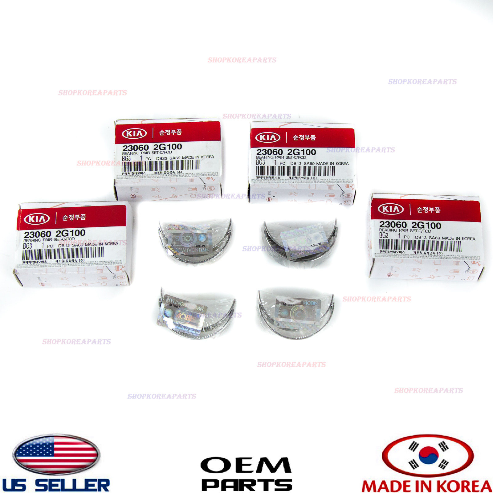 Genuine Сonnecting Rod Bearing Set 8pc OEM Hyundai Kia 2.0 2.4 See compatibility