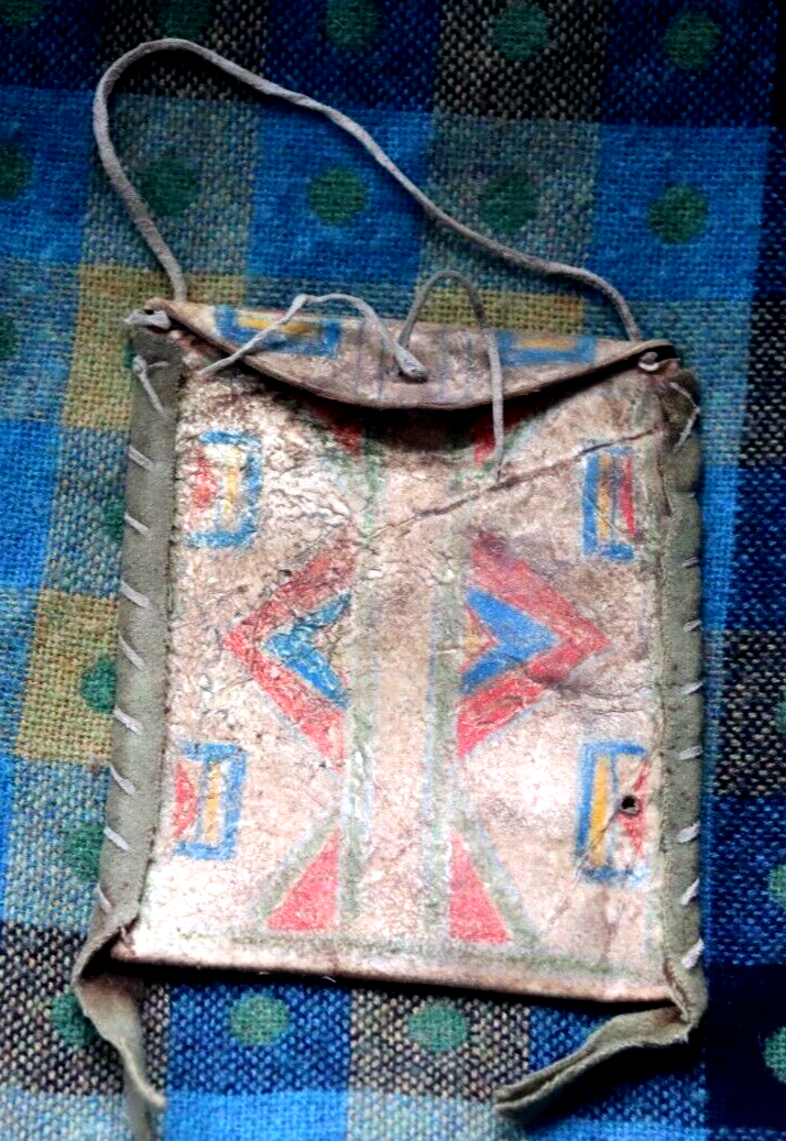 Vintage PARFLECHE BAG antique Native American document pouch Plains Indians