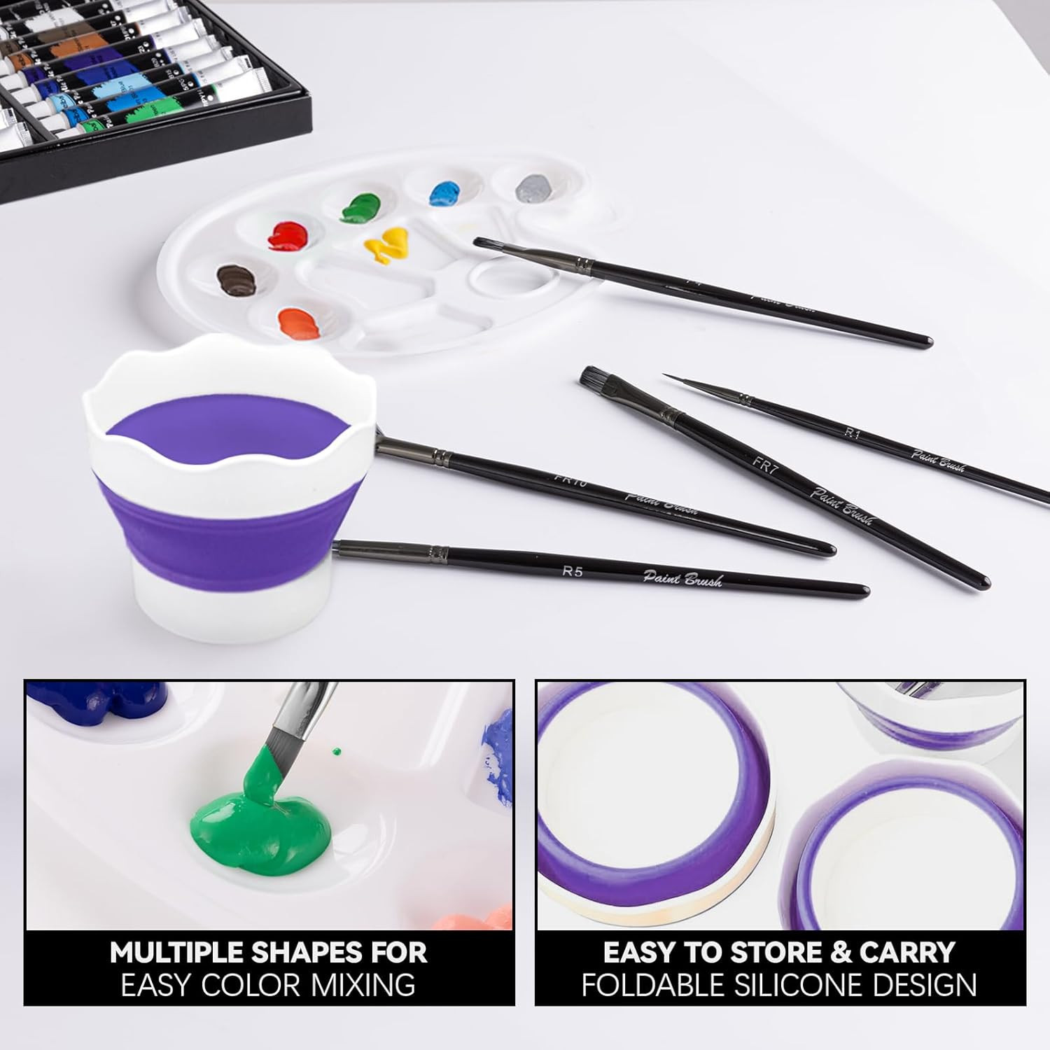 Acrylic Paint Set for Adults & Kids - 37PCS Art Painting Supplies Kit with 18 Co