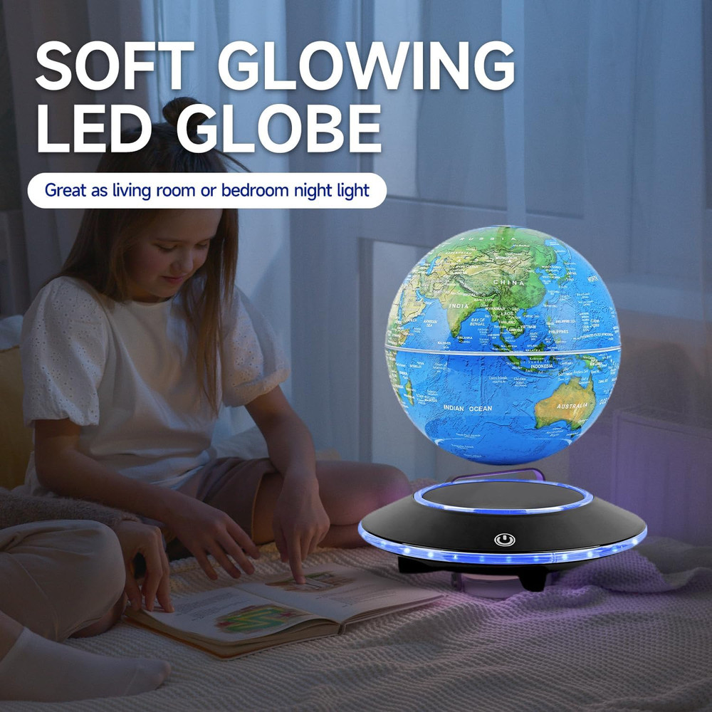 Levitating Globe with Multi-Color Changing LED Light, Magnetic Floating World Ma