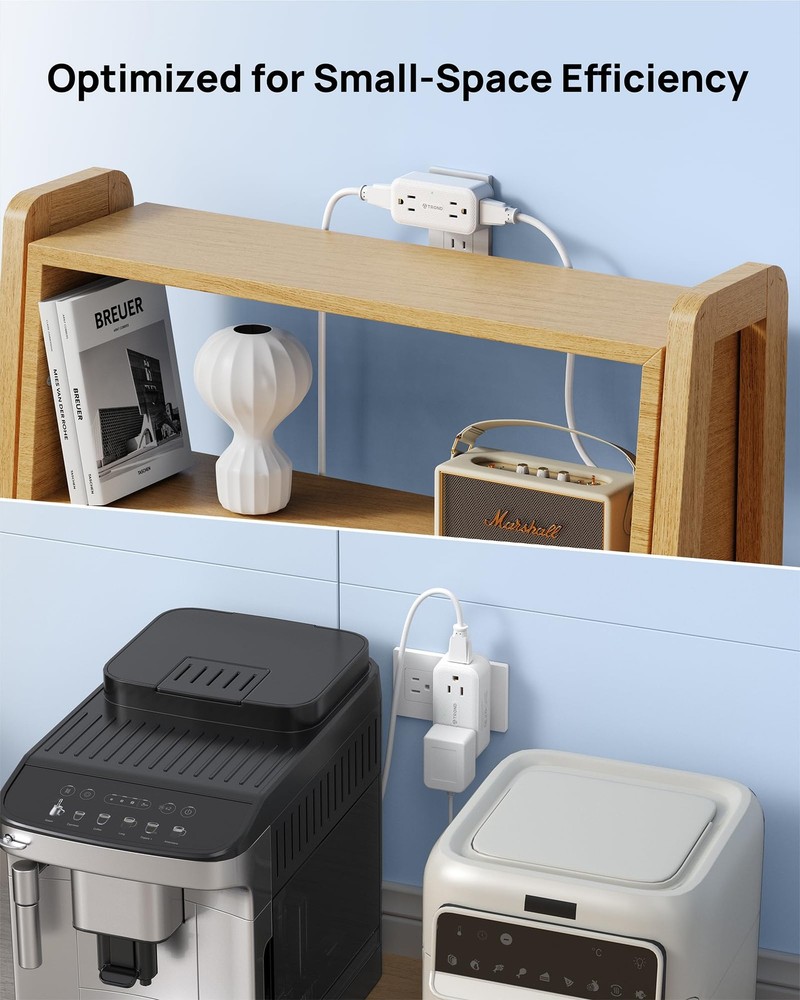 TROND Surge Protector Outlet Extender with 360 No USB, Protector, White