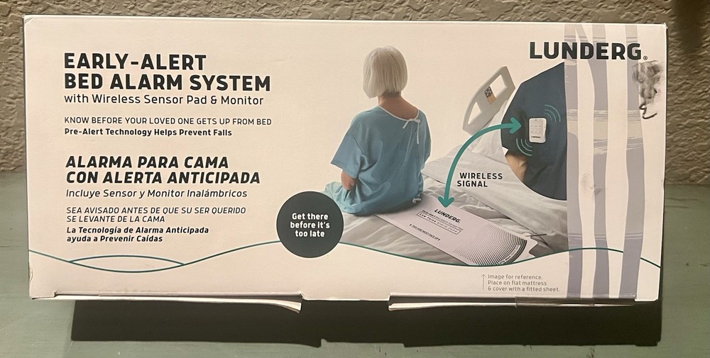 Lunderg Early Alert Bed Alarm System - Wireless Bed Sensor Pad & Pager Elderly