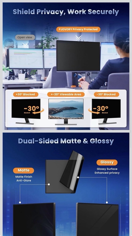 2 Pack Hidden Design Magnetic Computer Privacy Screen 24 inch, Removable Screen