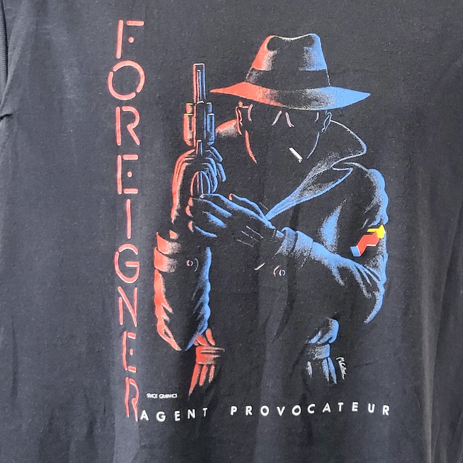 Foreigner Vintage 80s Sleeveless T-Shirt Size Large Black Agent Provocateur Tour