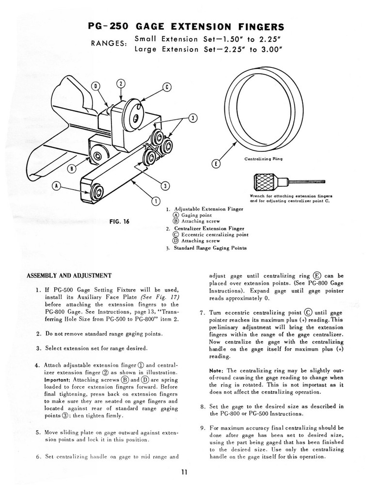 Sunnen Precision Hole Gaging Equipment Operating Instructions Manual #1670