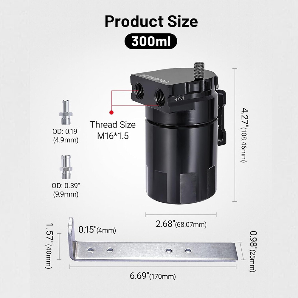 Universal Oil Catch Can Kit Reservoir Baffled Tank Aluminum Car Truck 300ml