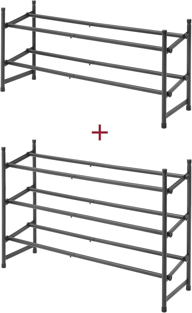 Expandable Shoe Rack for Closet 2 Tier, 28“-41“ Adjustable & Stackable Shoe Shel