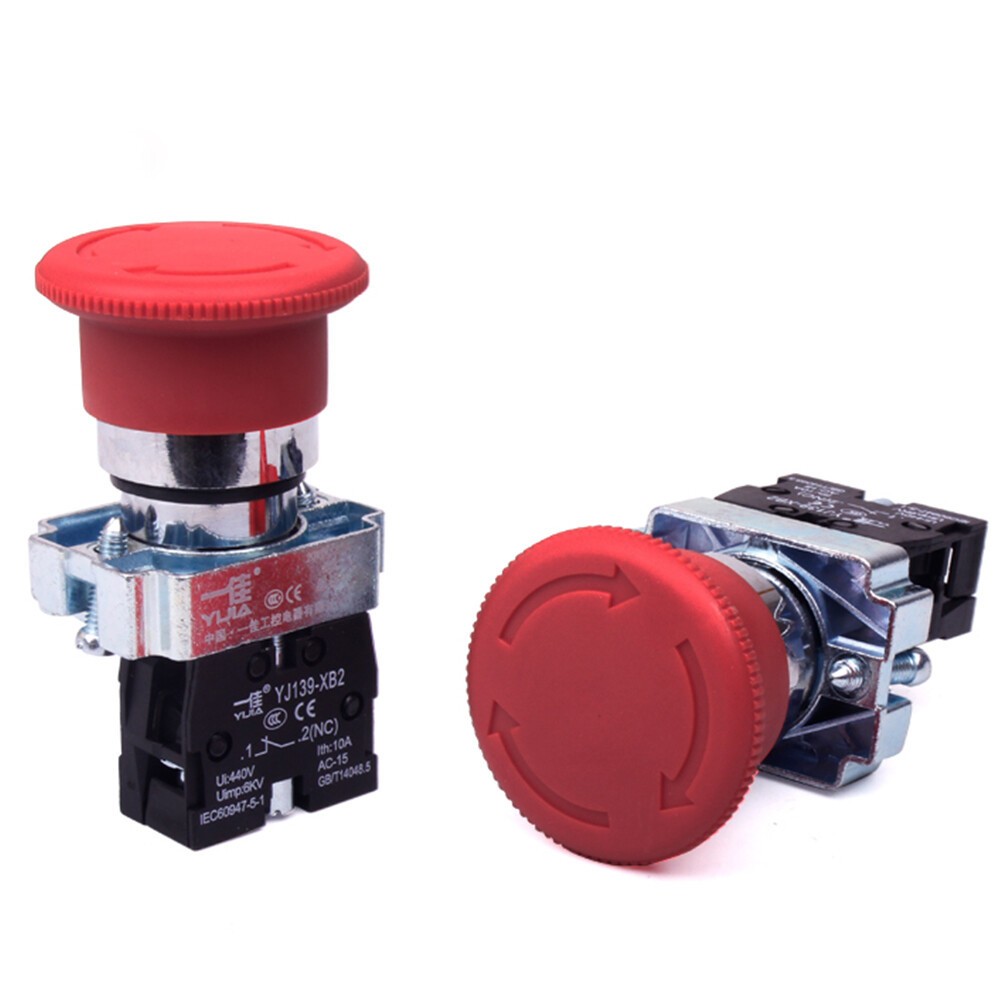 22mm E-STOP Switch Emergency Stop Push Button Switch Red Mushroom Head NO NC XB2