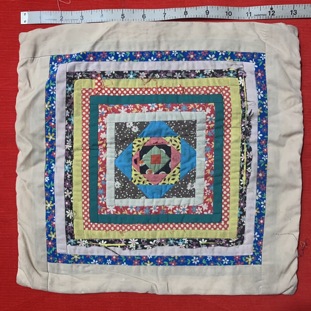 Vintage Log Cabin Patchwork Small Cotton Accent Pillowcase