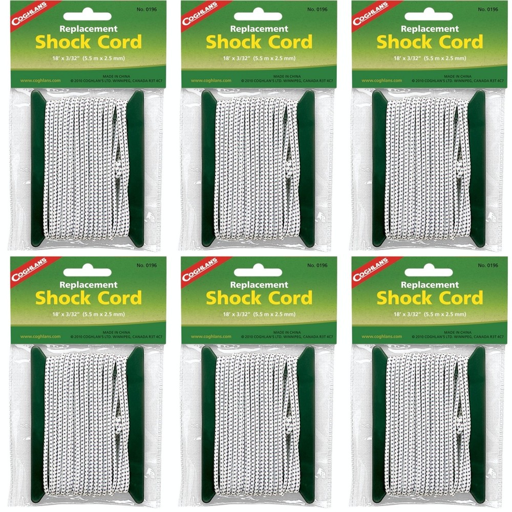 Coghlan's Replacement Shock Cord, 18' x 3/32" (6-Pack)