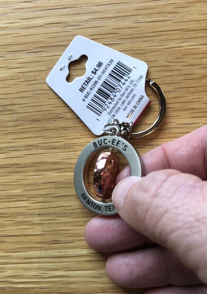 Buc-ee's Logo Spinner Keychain, Key Ring - Denton Texas Store