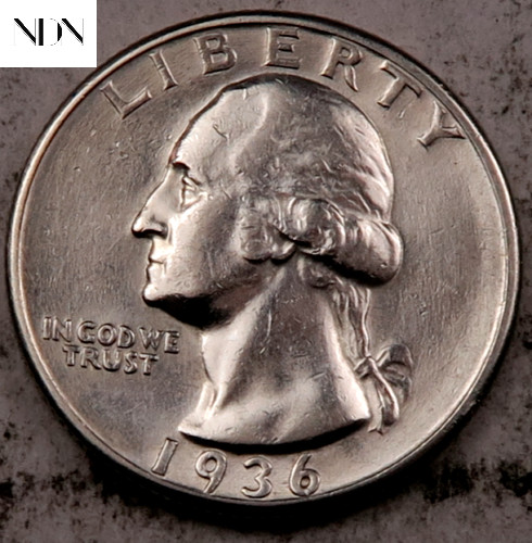 1936 Washington Quarter - Choice Almost Uncirculated AU - 90% Silver