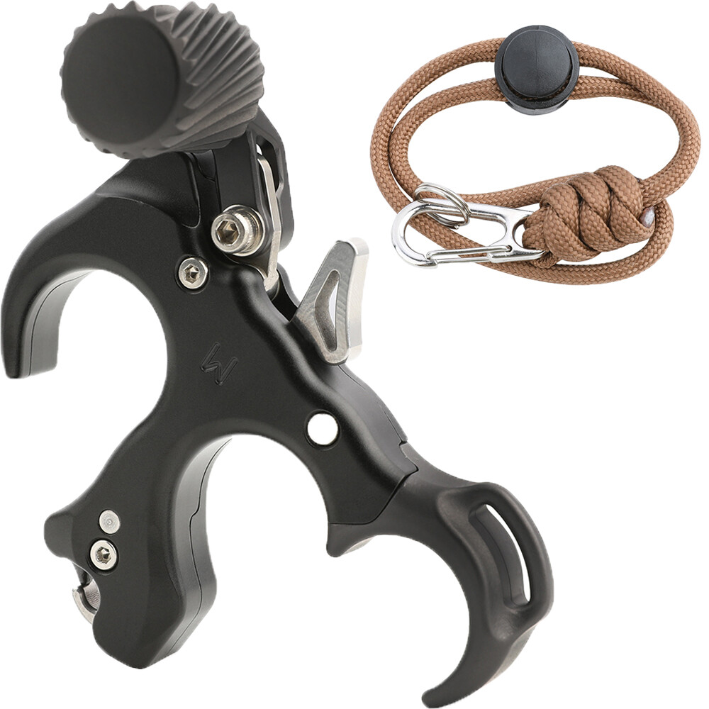 US Compound Bow Release Aids Trigger 3 Finger Grip Thumb Button Archery Hunting
