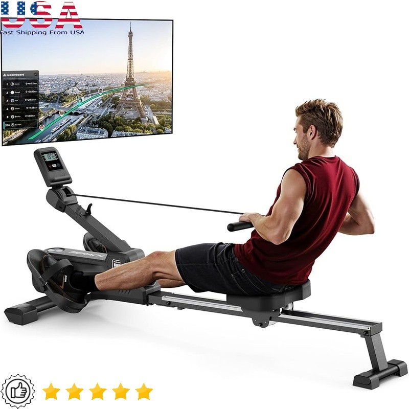 Compact Rowing Machine Adjustable Resistance Full Body Workout 1000  Programs US