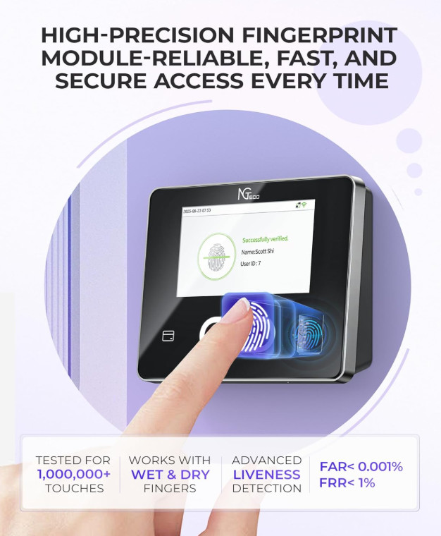 Time Clock Cloud-Based with Tuch Screen, 4-in-1 Remote Control Time Clocks for E