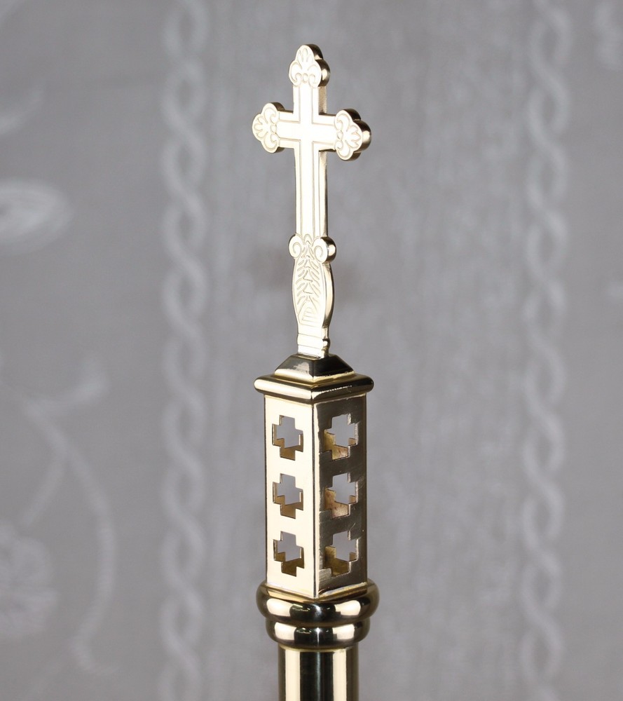 Custom +Brass Metal Processional Cross H51"