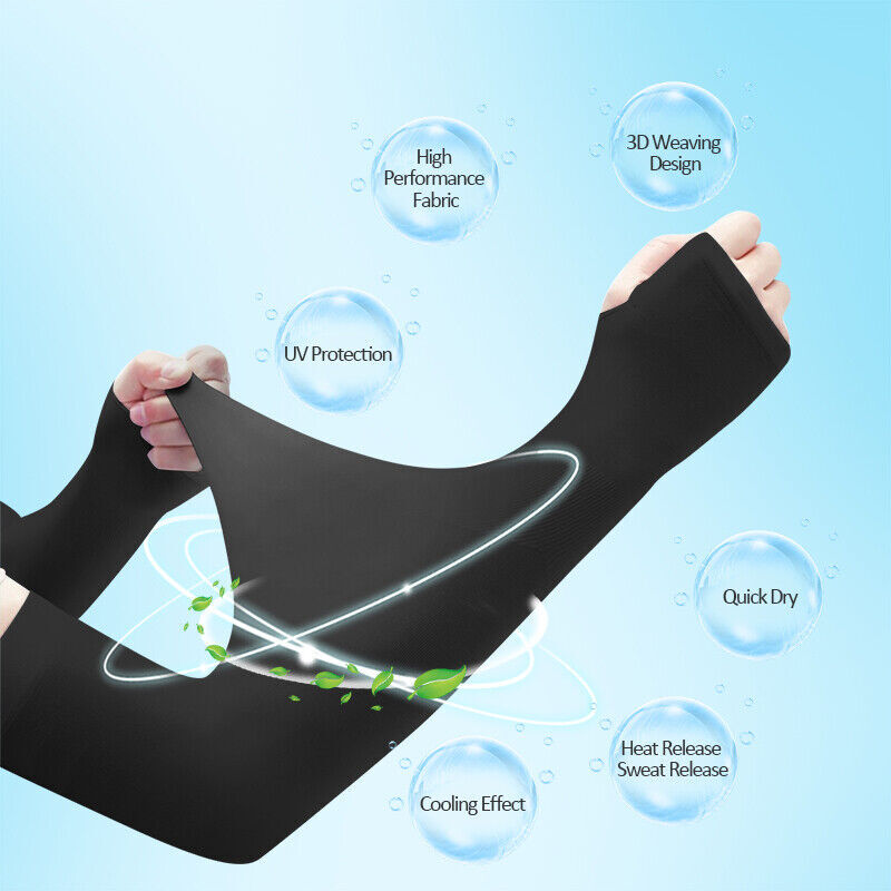 4PAIRS Cooling Arm Sleeves Cover UV Sun Skin Protection Basketball Outdoor Sport