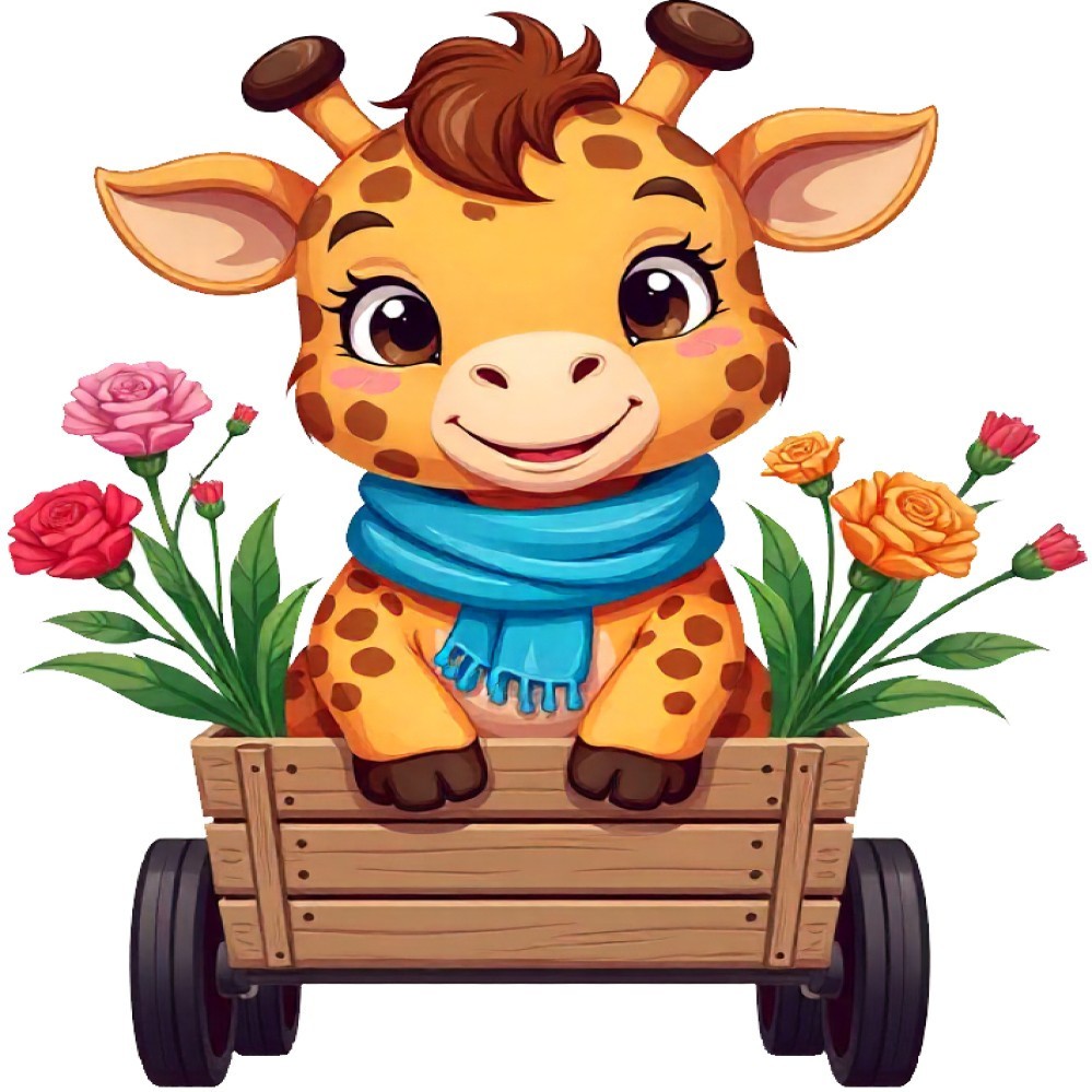 30 Custom Giraffe & Carnations Personalized Address Labels