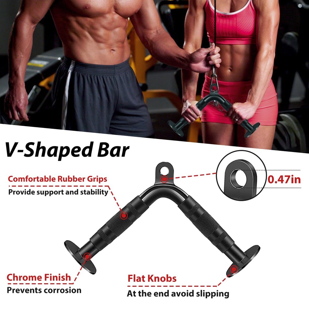 LAT Pulldown Attachments, Cable Machine Attachment Gym Accessories, Cable Att...