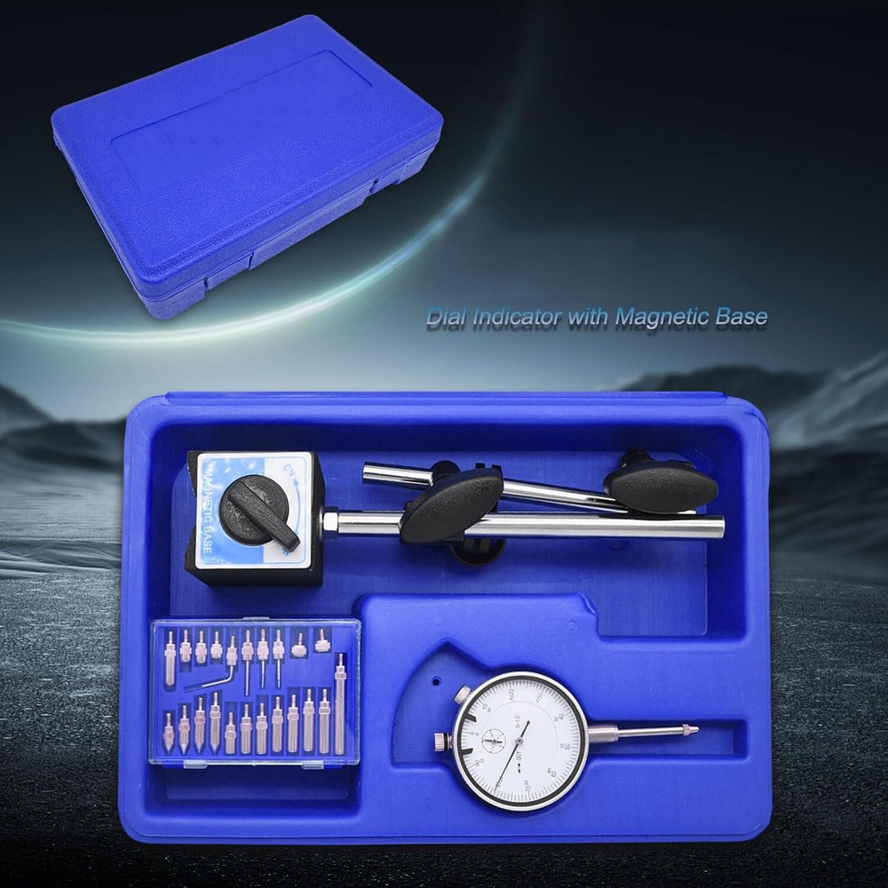 Dial Indicator with Magnetic Base 140lbs Magnetic Base with Fine Adjustable Kit