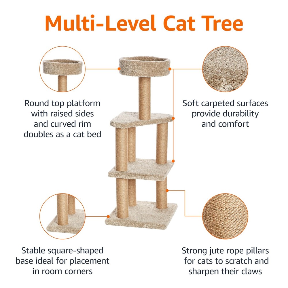 Amazon Basics Cat Tree Tower - Multi-Level Climbing Activity Center for Indoo...