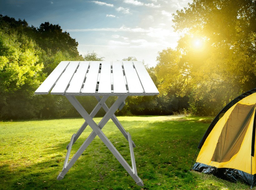 Portable Aluminum Camping Side Table Folding Lightweight Table Silver