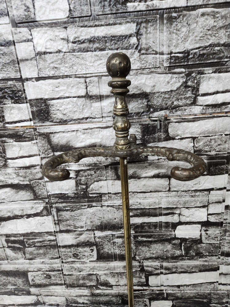 Vintage Solid Brass Fireplace Tool Set with Decorative Stand