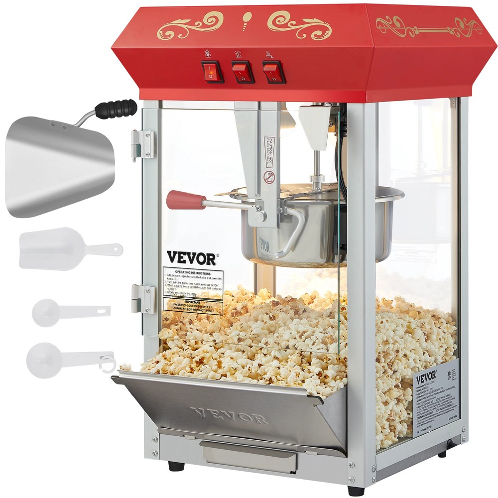 8/12Oz Electric Popcorn Maker Commercial Popper Machine Automatic Corn Cookware