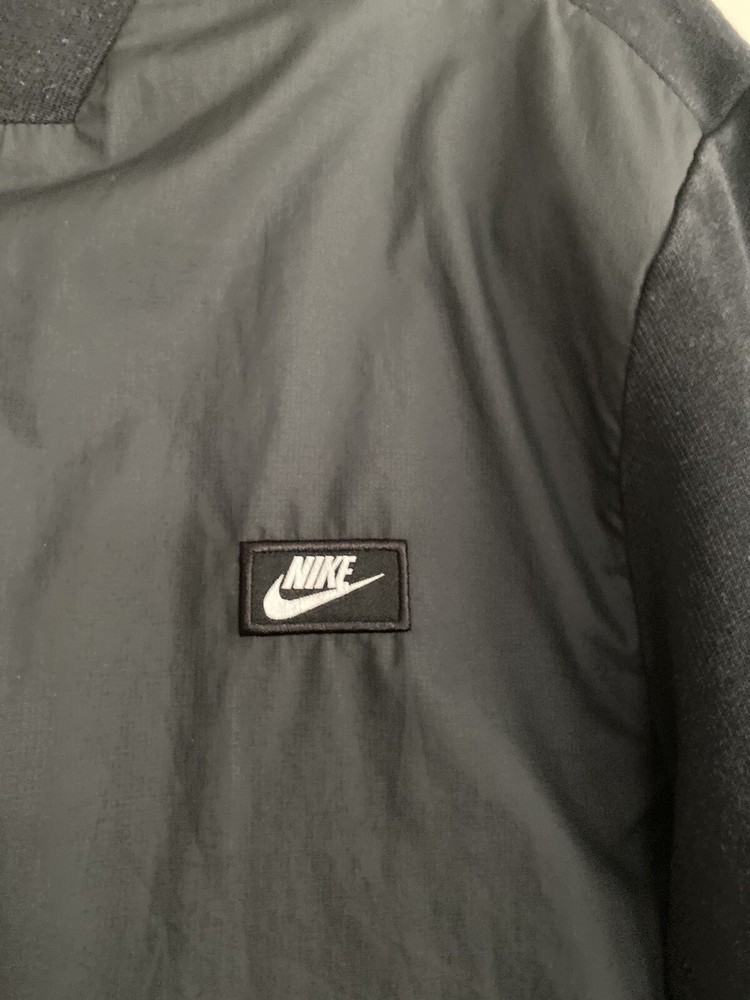 nike performance mans full zip black athletic jacket half fleece half nylon M