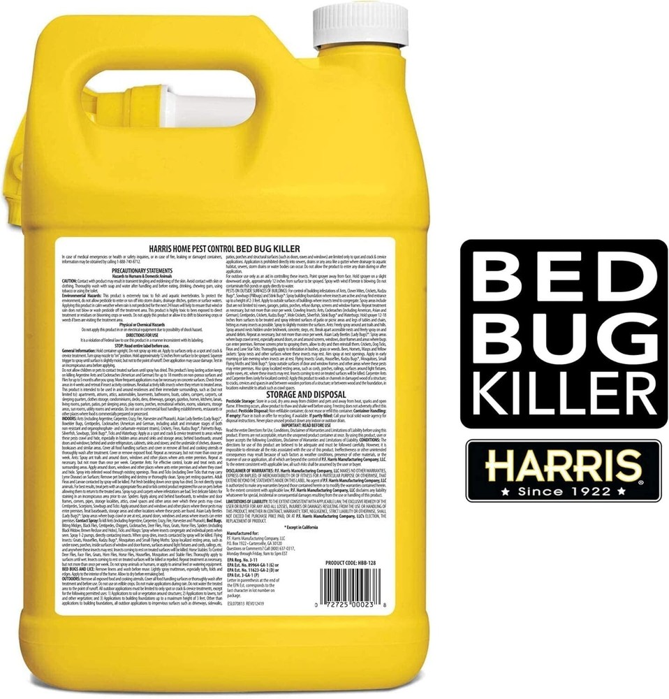 Pest Control Bed Bug Killer Spray 1 Gal. Odorless Non-Staining Indoor Liquid
