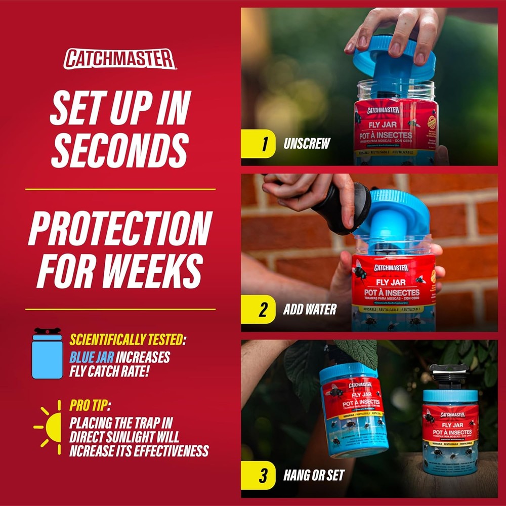 Catchmaster Reusable Fly Jar Refill 3-Pack – Food-Based Lure