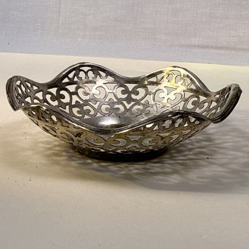 Vintage Silver Plated Pierced Small Bowl. Hallmarks. England
