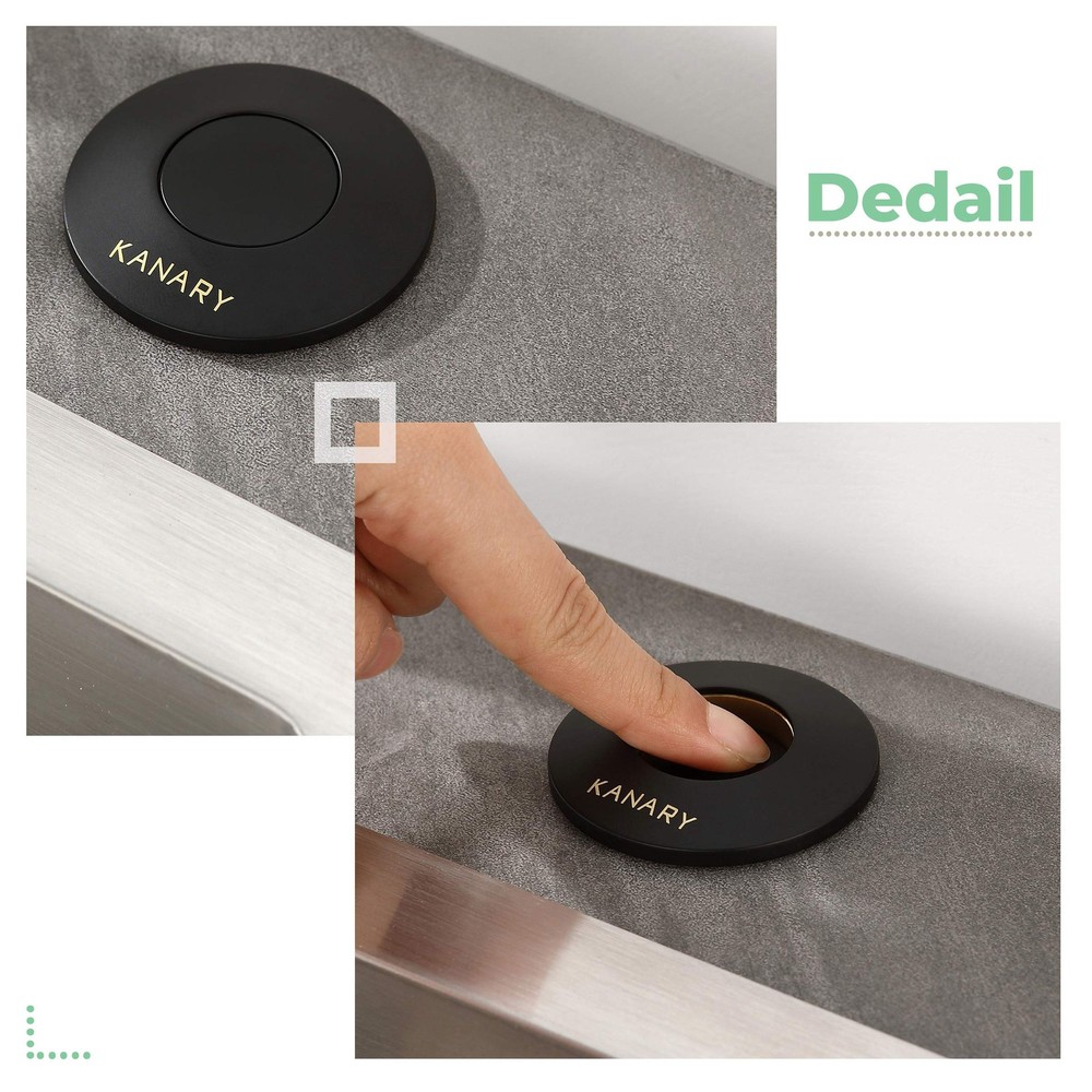 All Brass Air Switch Button Sink Top Garbage Disposal Round Matte Black