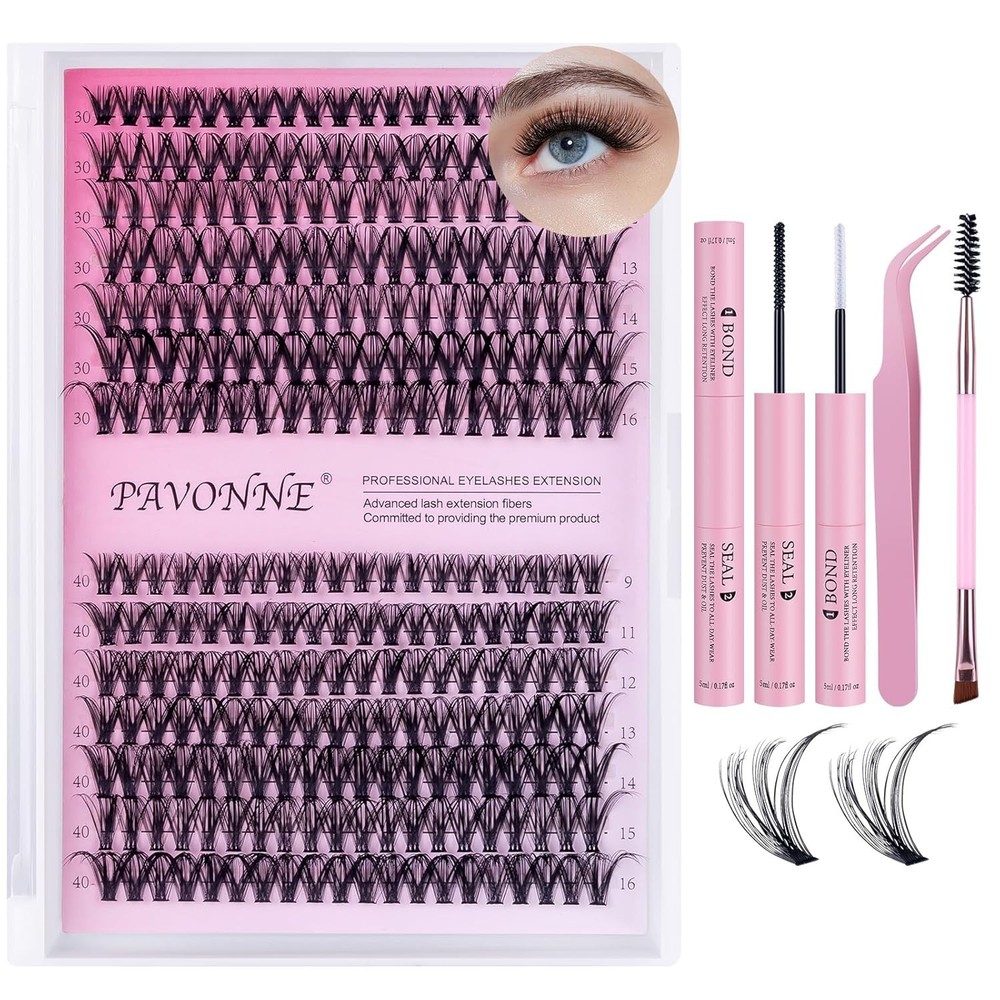 280pcs Lash Extension Kit DIY, 9-16mm 30D&40D Individual Lashes Kit