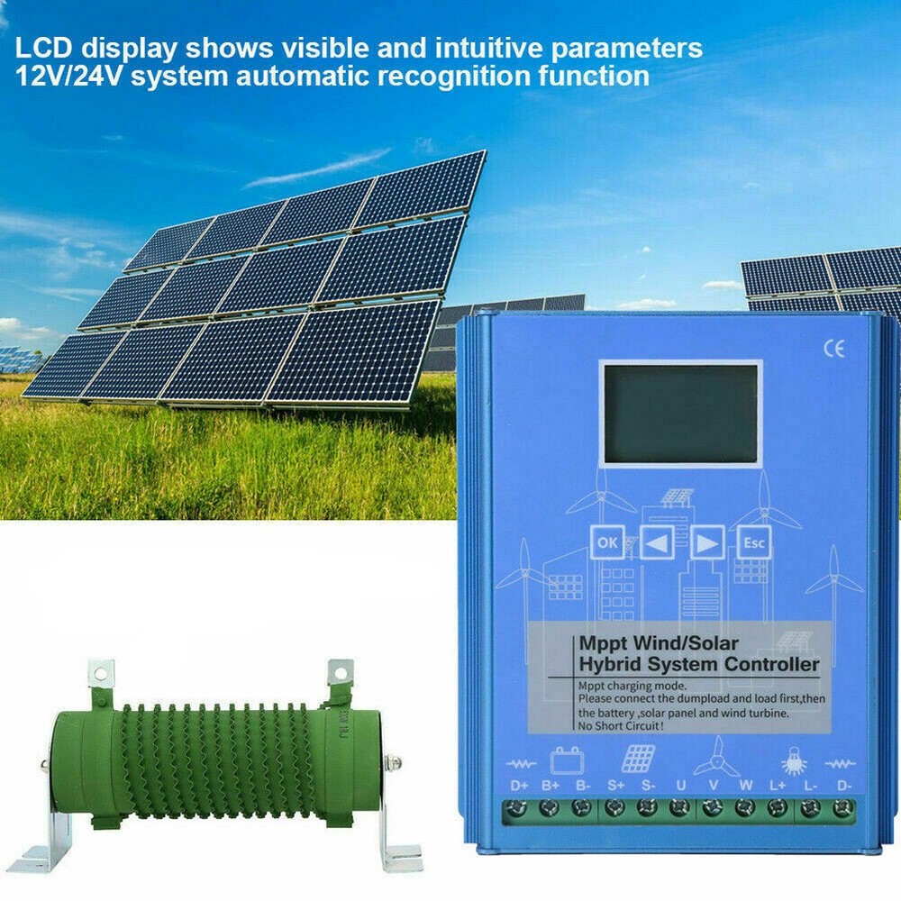 2000W MPPT Wind Solar Hybrid Charge Controller Solar&Wind Power Dunpload 12V 24V