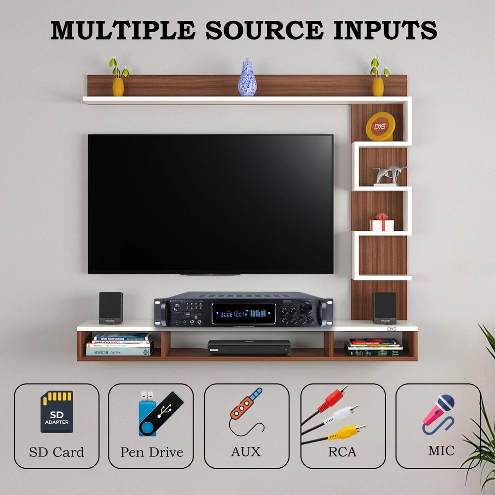 Technical Pro 7.2Ch 1500W Bluetooth Amp 8x5.25" Ceiling Speakers, Selector, Mics