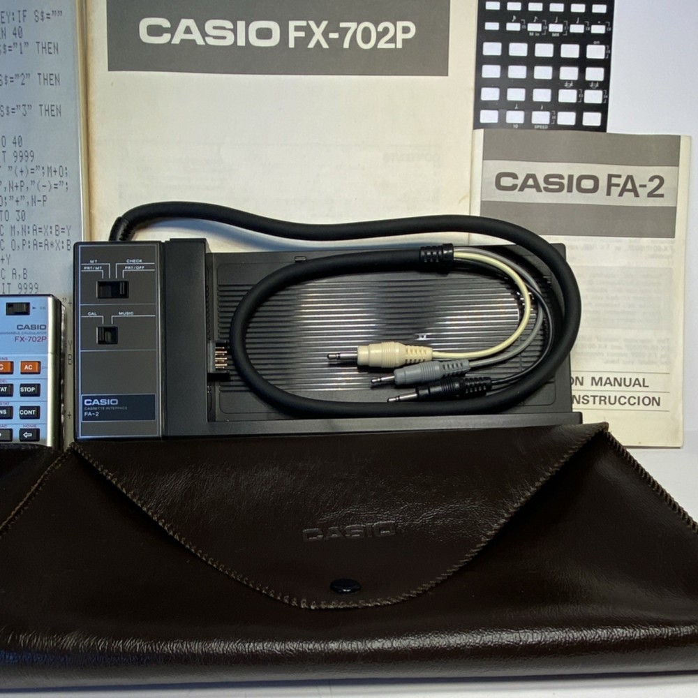 Casio FX-702P Vintage Programmable Calculator w/ FA-2 Cassette Interface, Manual