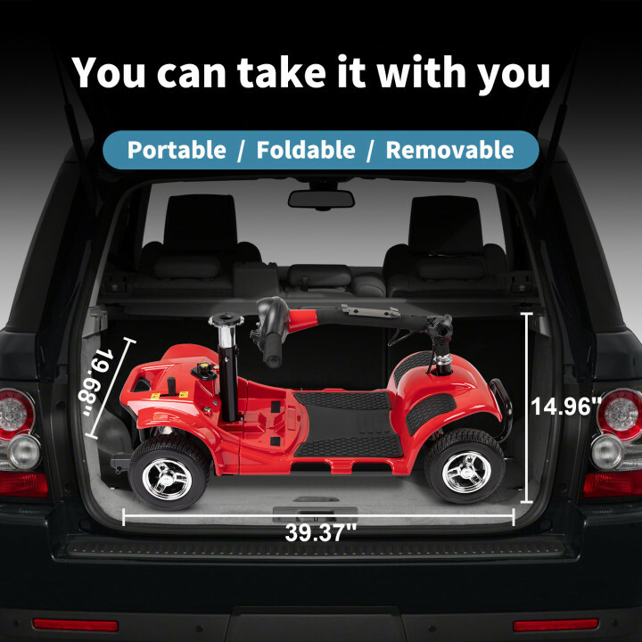 4 Wheels Mobility Scooter Power Wheel Chair Electric Device Compact with Lights