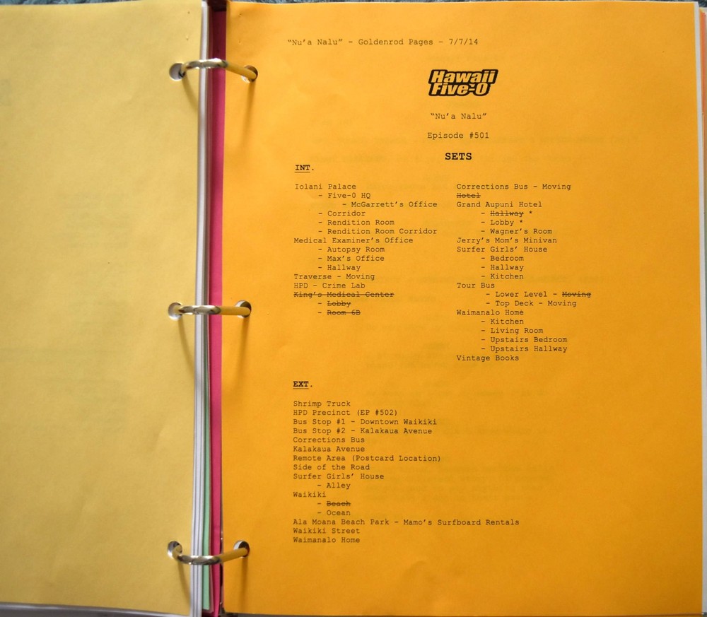 2014 Hawaii Five-O "Nu'a Nalu" Original Script + Shooting Schedule
