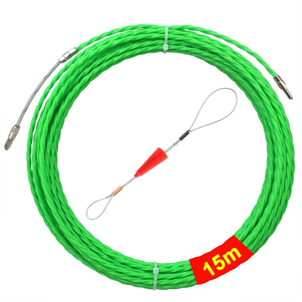 49FT 15m Fish Tape, 4.5mm Diameter, Wire Pulling Tool, Cable, Electrical