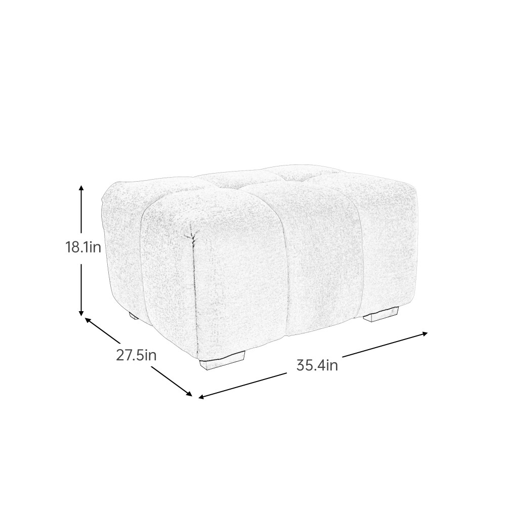 Blue Chenille Ottoman Sofa with Tailored Tufting Ergonomic Support