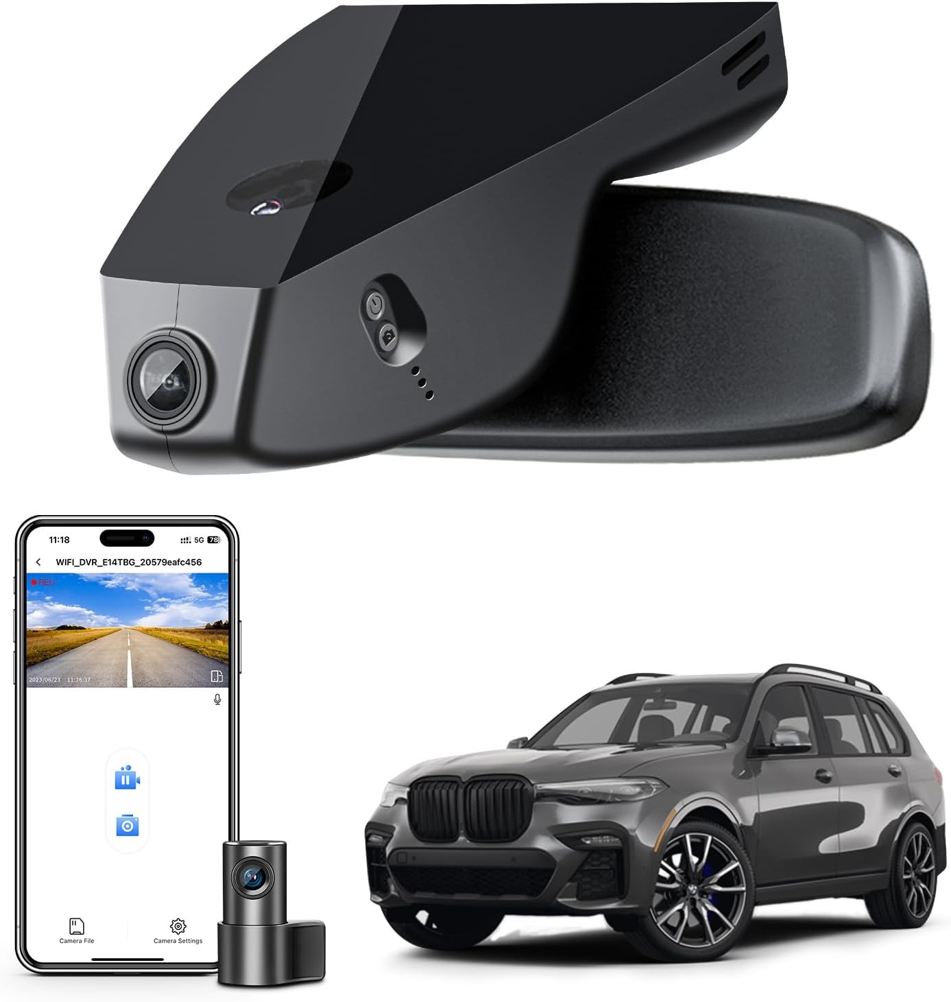 Front 4K/Rear 1080p Dash Cam for BMW G07 X7 2019-2022 Facelift 2023-2025 App GPS