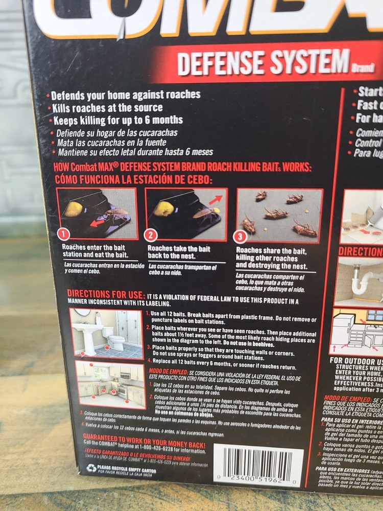 2PK System + 2 Refill COMBAT MAX Defense System Large Roach Killing Bait & Gel
