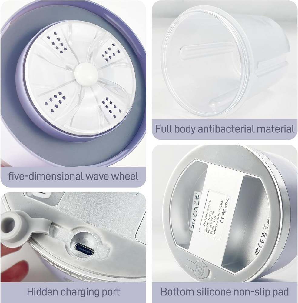 Drum Clean Mini Washing Machine - Top Load, Lightweight, Perfect for Delicates