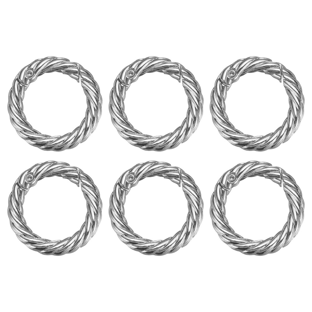 6Pcs Spring O Rings 3/4" Round Trigger Snap Hook Circle Silver Key Ring Clip